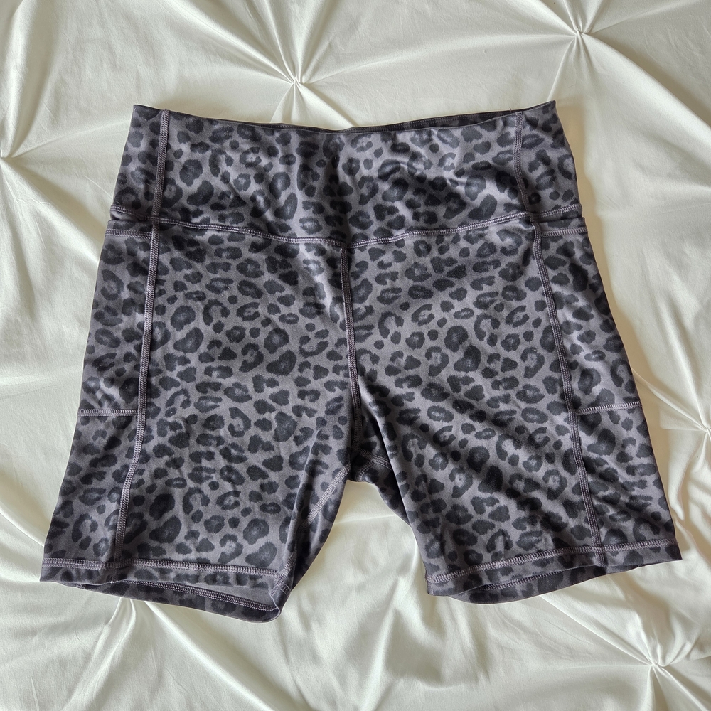Athletic Works Gray Leopard Print Bike Shorts